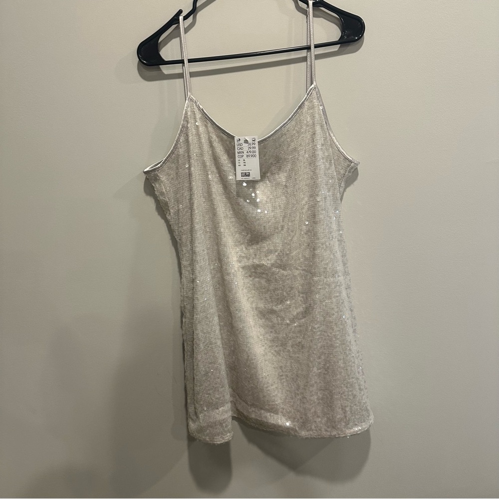 Divided Silver Sequin Mini Dress